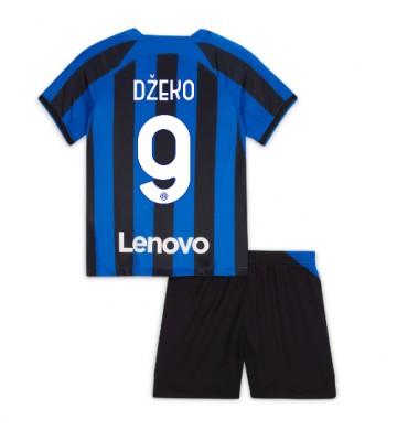 Inter Milan Edin Dzeko #9 Hjemmedraktsett Barn 2022-23 Kortermet (+ Korte bukser)
